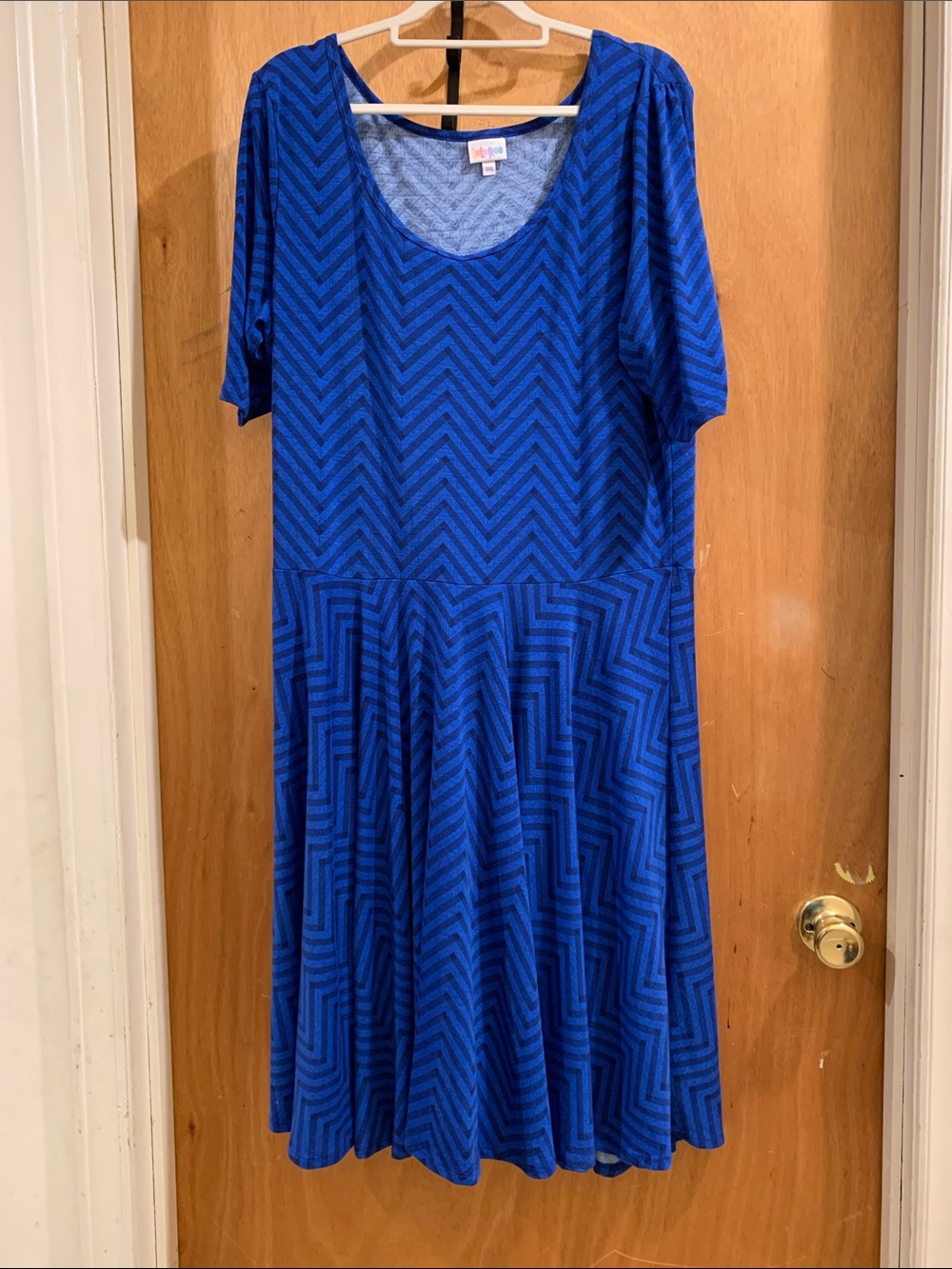 LuLaRoe Royal Blue Chevron Midi Dress